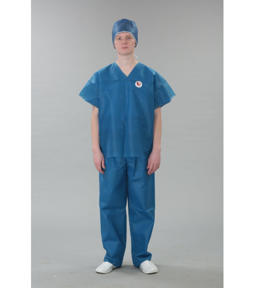 Костюм одноразовый промышленный (туника короткий рукав, брюки), СМС 40 г/м2